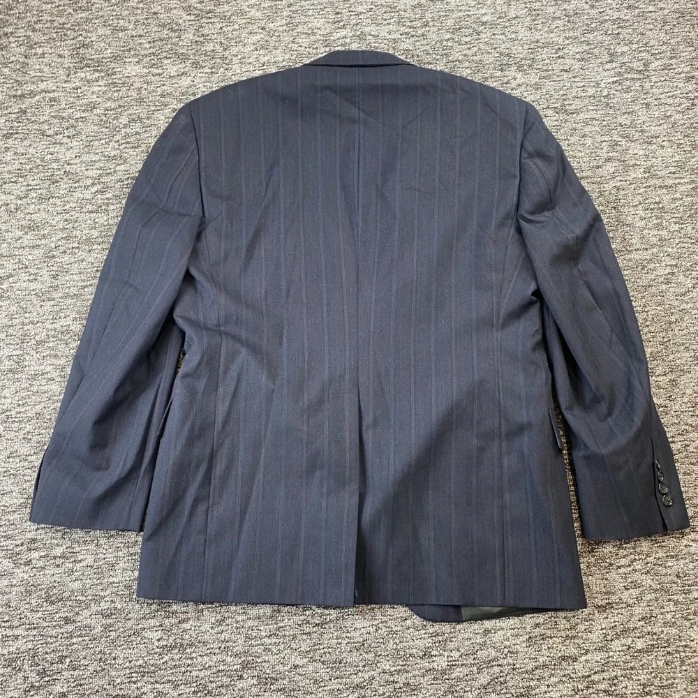 Hart Schaffner Marx Mens 40R Vintage Navy Pinstripe Wool Blazer USA Union Made